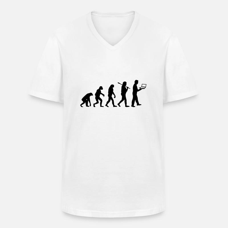 NERD EVOLUTION - T-shirt col V Homme - blanc