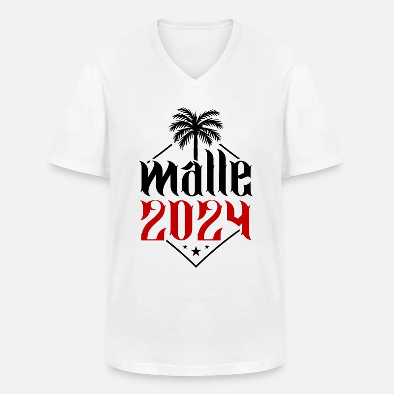 Malle 2024 - Männer-T-Shirt mit V-Ausschnitt - Weiß