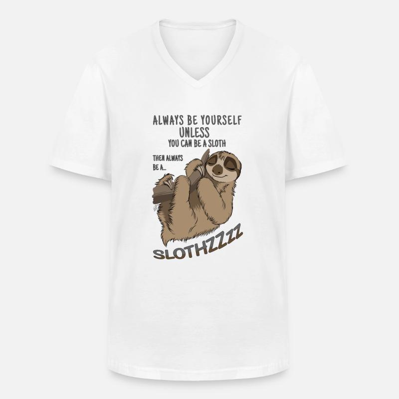 Sei du selbst sei Faultier - Männer-T-Shirt mit V-Ausschnitt - Weiß