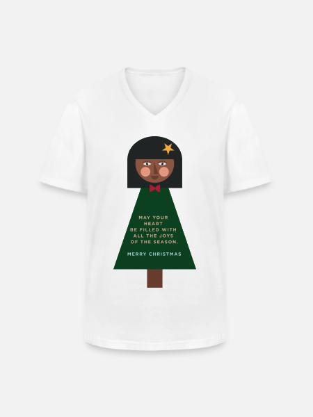 Weihnachtsgruß-Puppe im Grün - Männer-T-Shirt mit V-Ausschnitt - Weiß