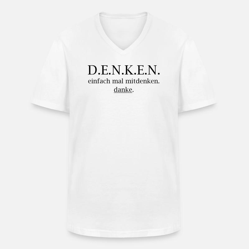 denken! einfach mal mitdenken. danke. - Männer-T-Shirt mit V-Ausschnitt - Weiß