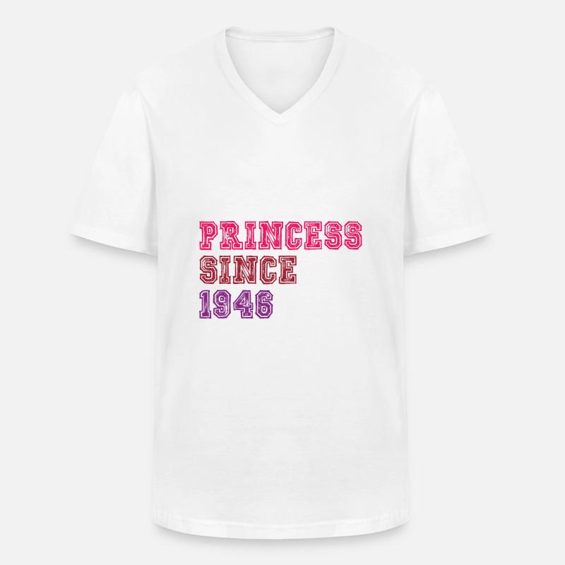 1946 Anniversaire Princesse - T-shirt col V Homme - blanc