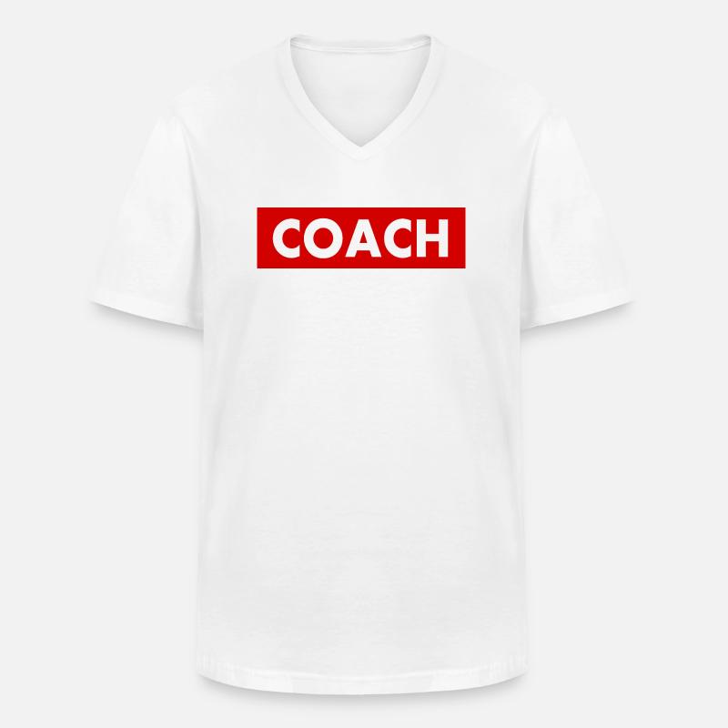 Coach - Männer-T-Shirt mit V-Ausschnitt - Weiß