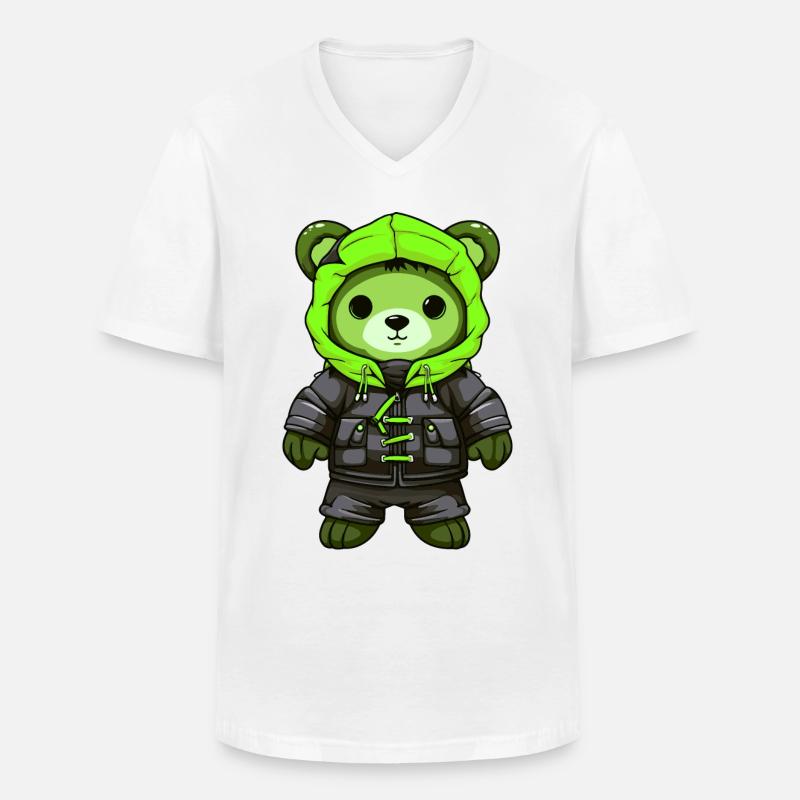 Bär Winter Comic - Männer-T-Shirt mit V-Ausschnitt - Weiß