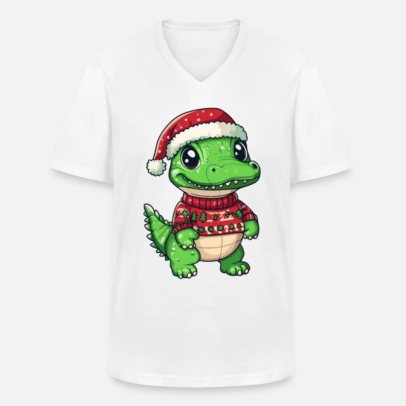 Alligator Christmas Comic - Men's V-Neck T-Shirt - white