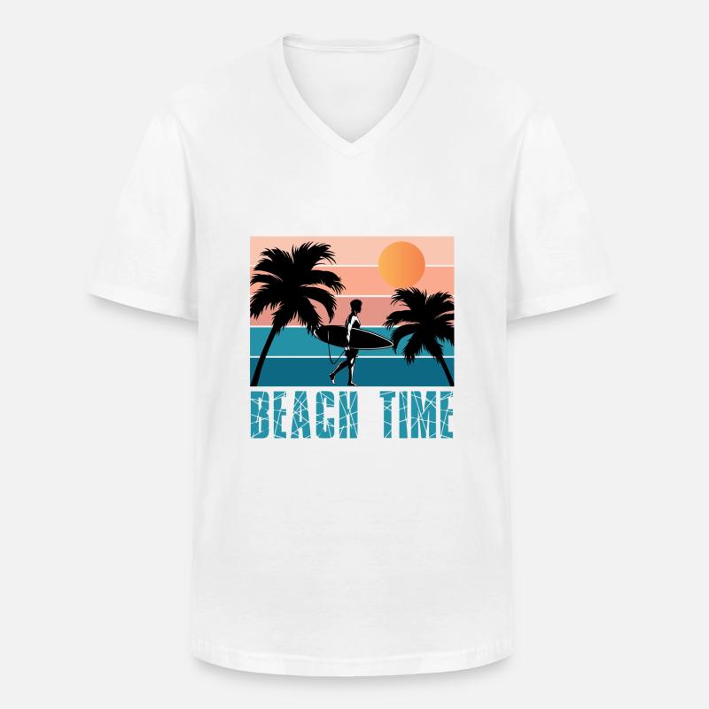Beach Time Retro - Männer-T-Shirt mit V-Ausschnitt - Weiß