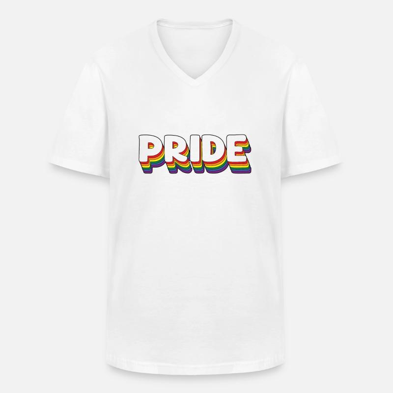 LGBTQ Regenbogen Pride - Männer-T-Shirt mit V-Ausschnitt - Weiß