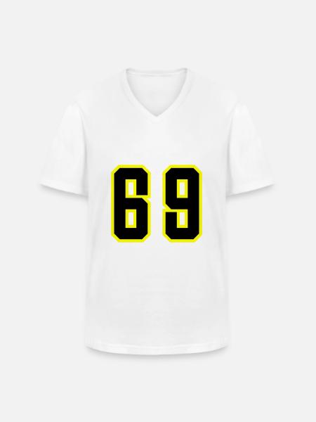 69 Number Leotard - Men's V-Neck T-Shirt - white