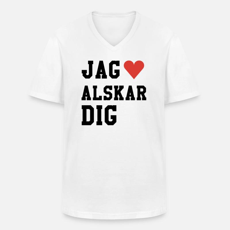 Jag alskar dig - Männer-T-Shirt mit V-Ausschnitt - Weiß