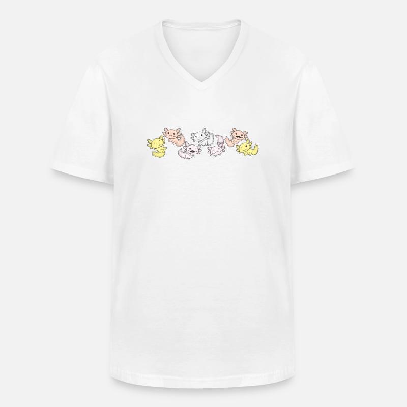 Pangender Flag Pride LGBTQ Axolotl - Männer-T-Shirt mit V-Ausschnitt - Weiß