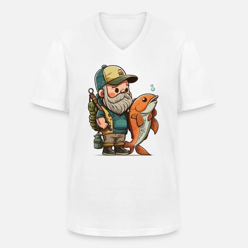 Fischer-Preis - Männer-T-Shirt mit V-Ausschnitt - Weiß