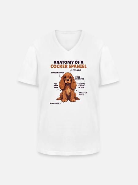 Dog Explanation Anatomy of a Cocker Spaniel - Men's V-Neck T-Shirt - white