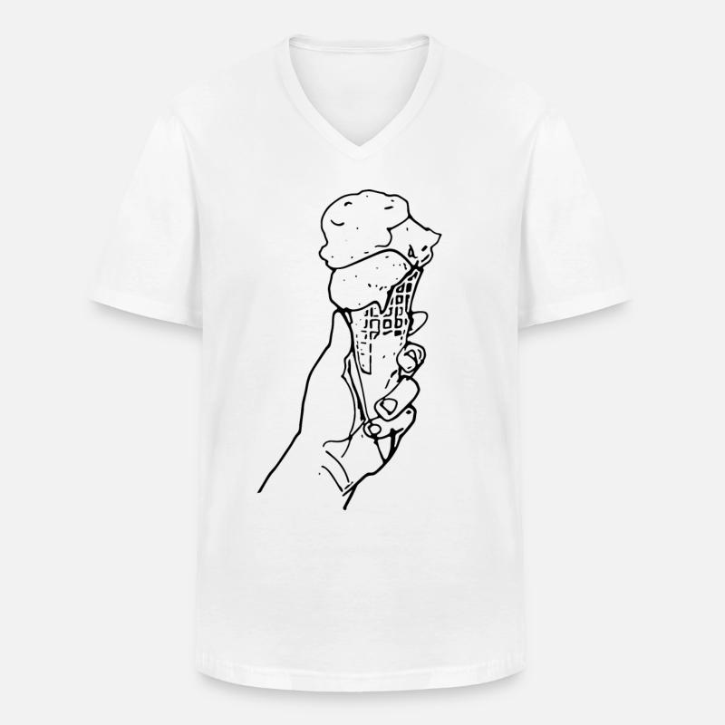 Sommer-Eis - Männer-T-Shirt mit V-Ausschnitt - Weiß