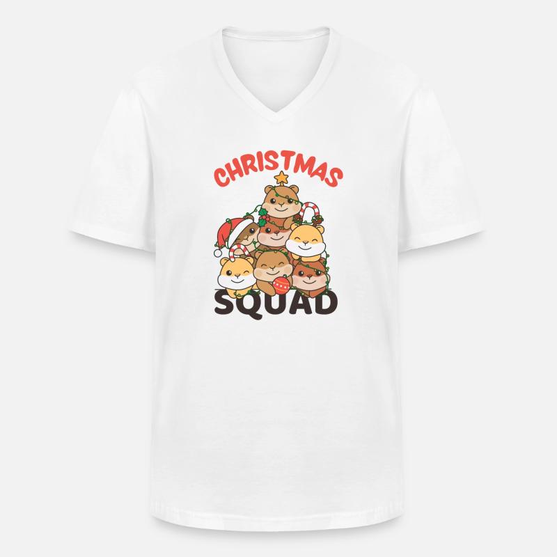 Hamster Weihnachtsbaum Christmas Squad Hamster - Männer-T-Shirt mit V-Ausschnitt - Weiß