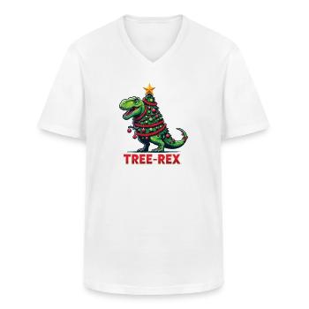 Tree-Rex lustiger Dinosaurier Wortspiel T-Rex - Männer-T-Shirt mit V-Ausschnitt - Weiß - Vorne - AI Model Male 185 light (185cm)