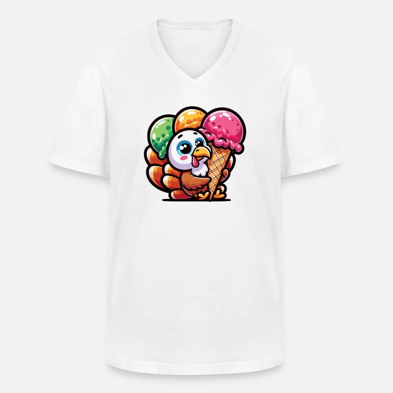 Thanksgiving Truthahn mit Eis - Männer-T-Shirt mit V-Ausschnitt - Weiß