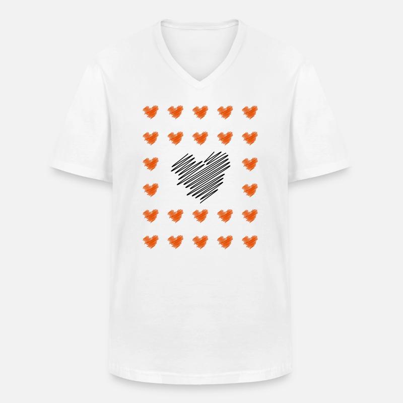 Überall Herzen - Männer-T-Shirt mit V-Ausschnitt - Weiß