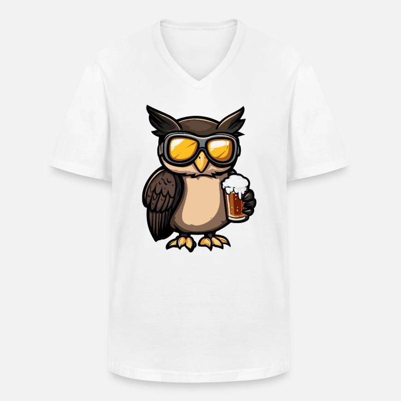Eule Apres Ski Bier Comic - Männer-T-Shirt mit V-Ausschnitt - Weiß