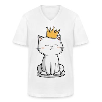 Roi des chats - T-shirt col V Homme - blanc - Devant - AI Model Male 185 light (185cm)