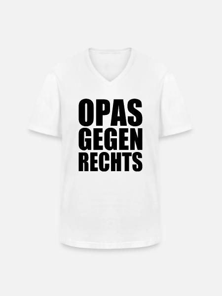 Opas gegen rechts - Männer-T-Shirt mit V-Ausschnitt - Weiß