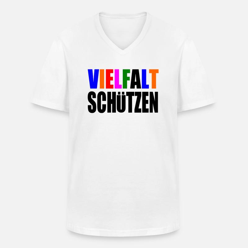vielfalt schützen - Männer-T-Shirt mit V-Ausschnitt - Weiß