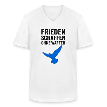 FRIEDEN SCHAFFEN OHNE WAFFEN mit Friedenstaube - Männer-T-Shirt mit V-Ausschnitt - Weiß - Vorne - AI Model Male 185 light (185cm)