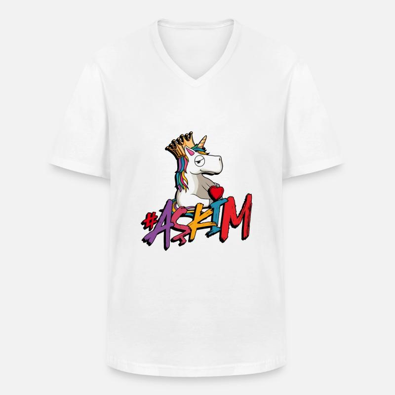 askim einhorn türkisch - Männer-T-Shirt mit V-Ausschnitt - Weiß