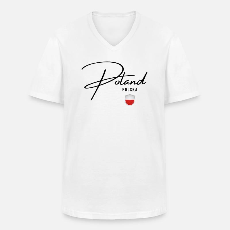 Flagge Polens, Polnischer Stolz - Männer-T-Shirt mit V-Ausschnitt - Weiß