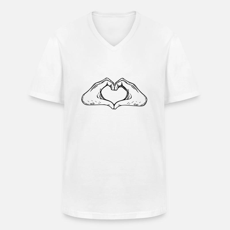 Hand und Herz Vector - Männer-T-Shirt mit V-Ausschnitt - Weiß