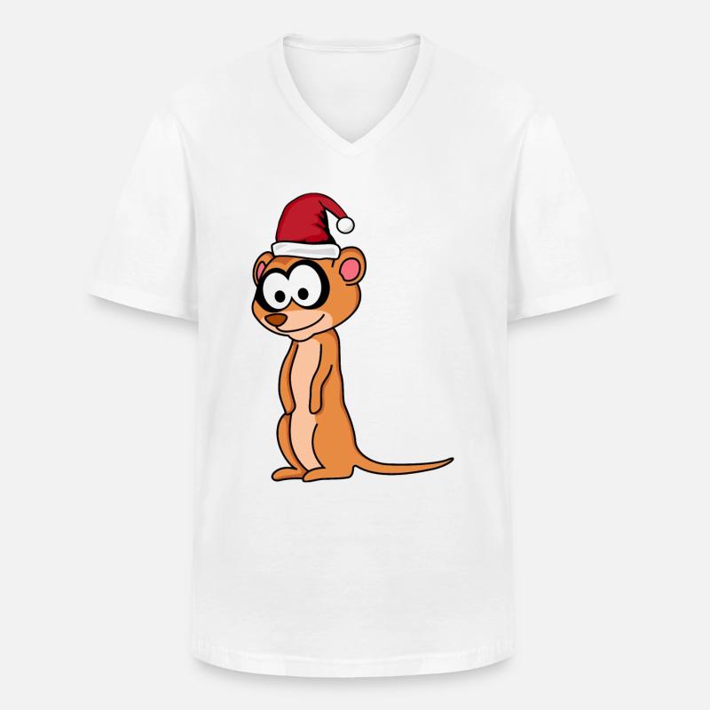 Erdmännchen Comic Weihnachten - Männer-T-Shirt mit V-Ausschnitt - Weiß