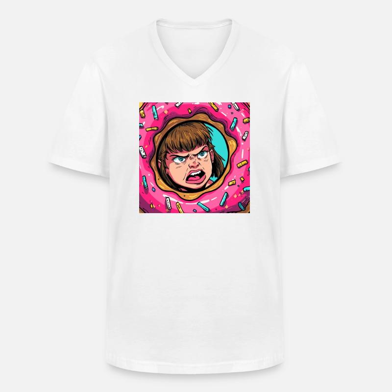 Wütendes Kind im Donut - Männer-T-Shirt mit V-Ausschnitt - Weiß