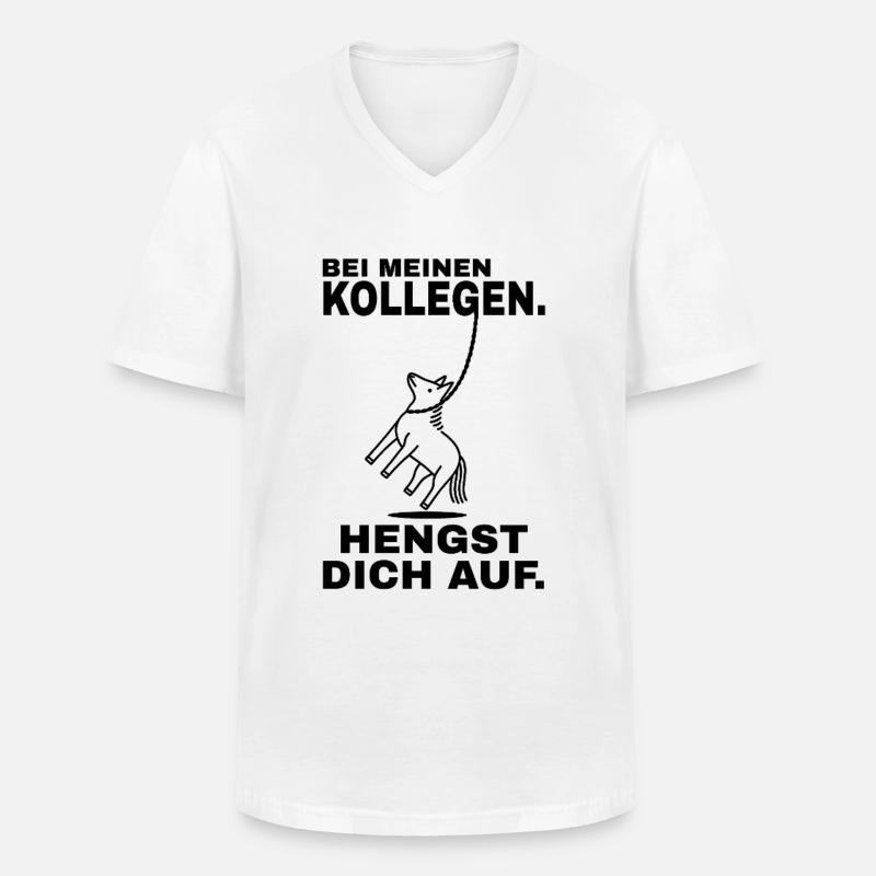 Hengst dich auf - Schwarzer Text - Männer-T-Shirt mit V-Ausschnitt - Weiß