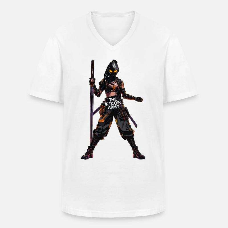 Bitcoin Bazooka – Die Bitcoin-Armee – Samurai 03 - Männer-T-Shirt mit V-Ausschnitt - Weiß