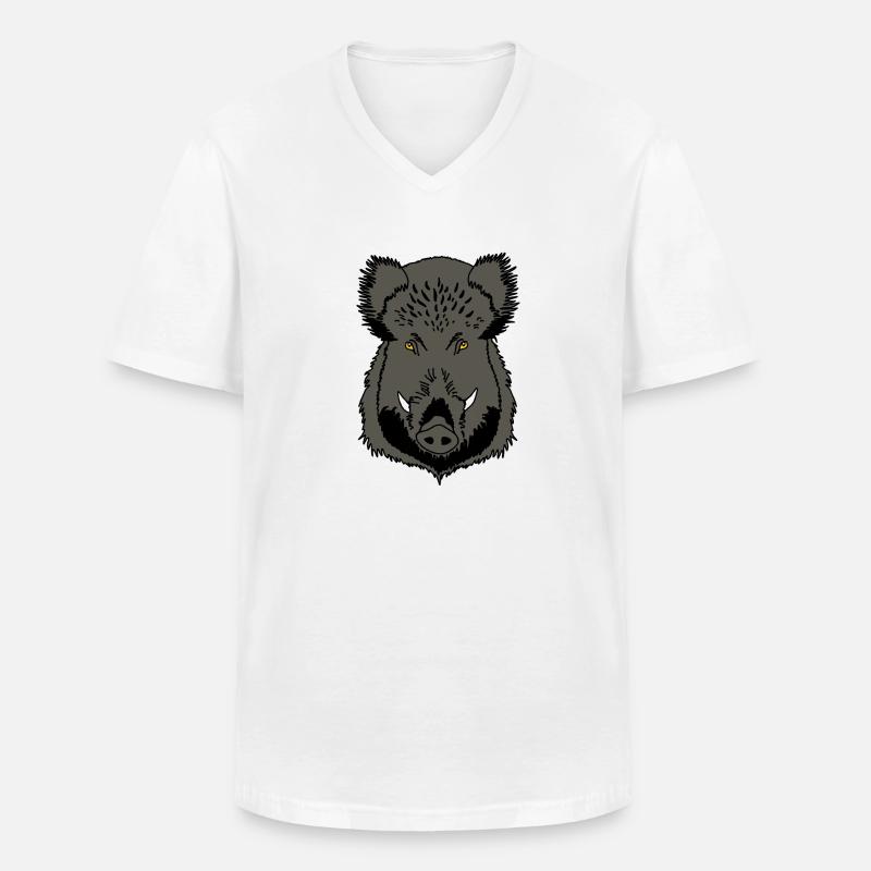 Wildschwein Kopf - Männer-T-Shirt mit V-Ausschnitt - Weiß