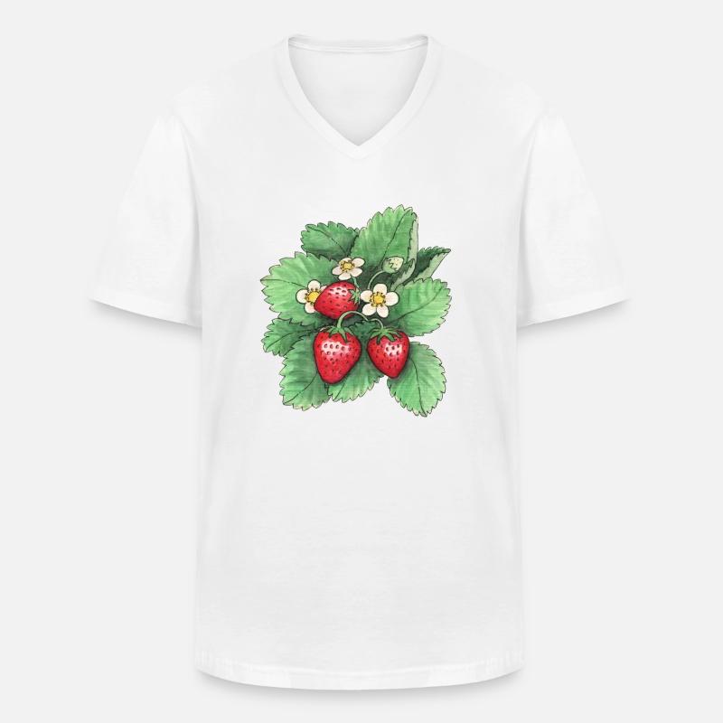 Erdbeeren - Männer-T-Shirt mit V-Ausschnitt - Weiß