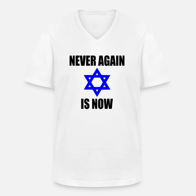 Never again is now - Männer-T-Shirt mit V-Ausschnitt - Weiß