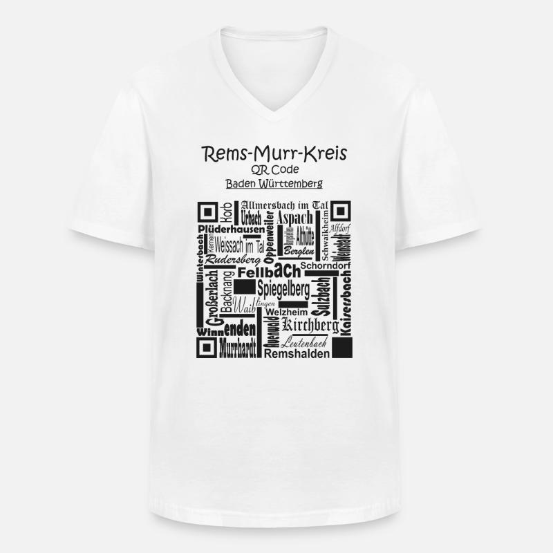 Rems Murr Kreis - Männer-T-Shirt mit V-Ausschnitt - Weiß