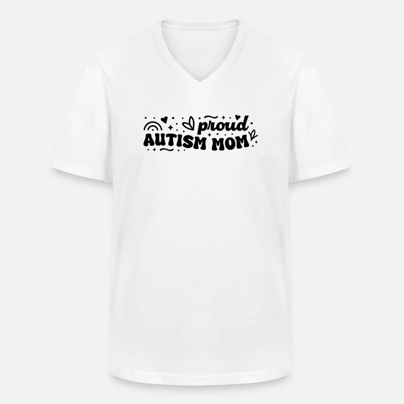 Mutter mit Autismus - Männer-T-Shirt mit V-Ausschnitt - Weiß