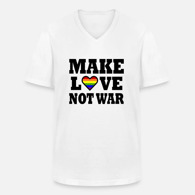 Make love not war - Männer-T-Shirt mit V-Ausschnitt - Weiß