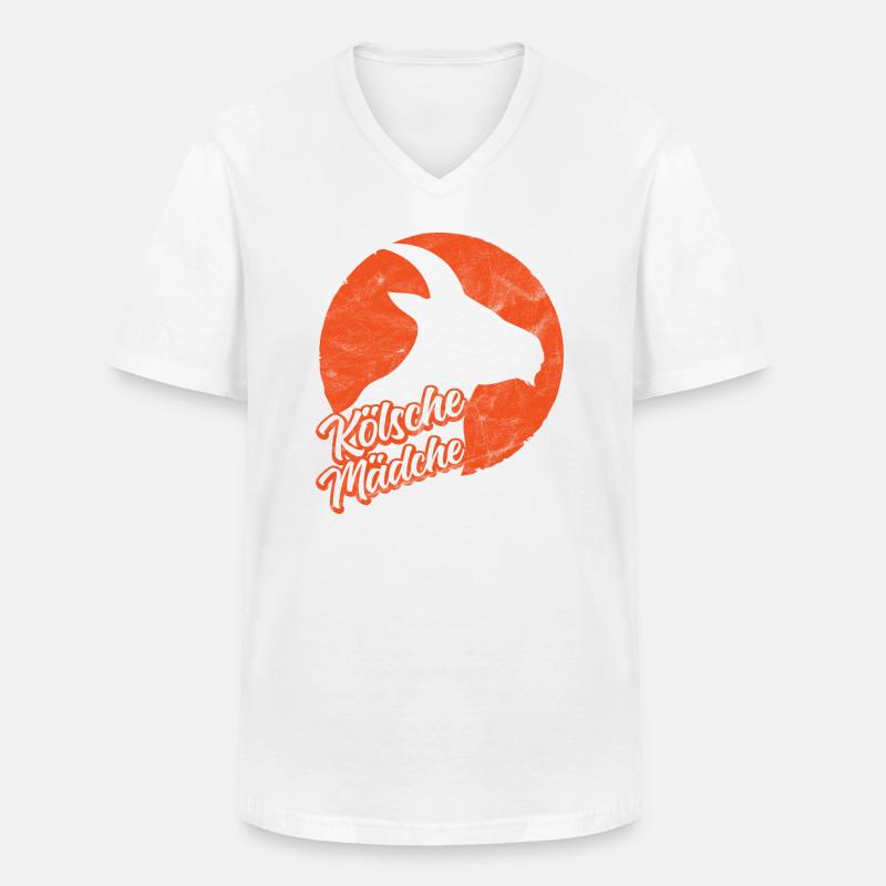 Kölsche Mädche Köln Kölnerin Geißbock - Männer-T-Shirt mit V-Ausschnitt - Weiß
