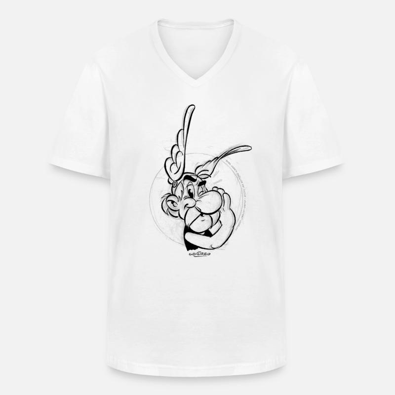Asterix & Obelix Der Gallier - Männer-T-Shirt mit V-Ausschnitt - Weiß