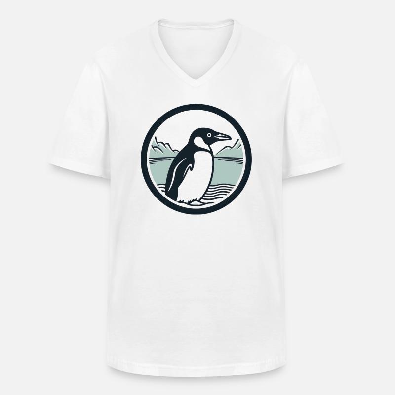 Pinguin - Männer-T-Shirt mit V-Ausschnitt - Weiß