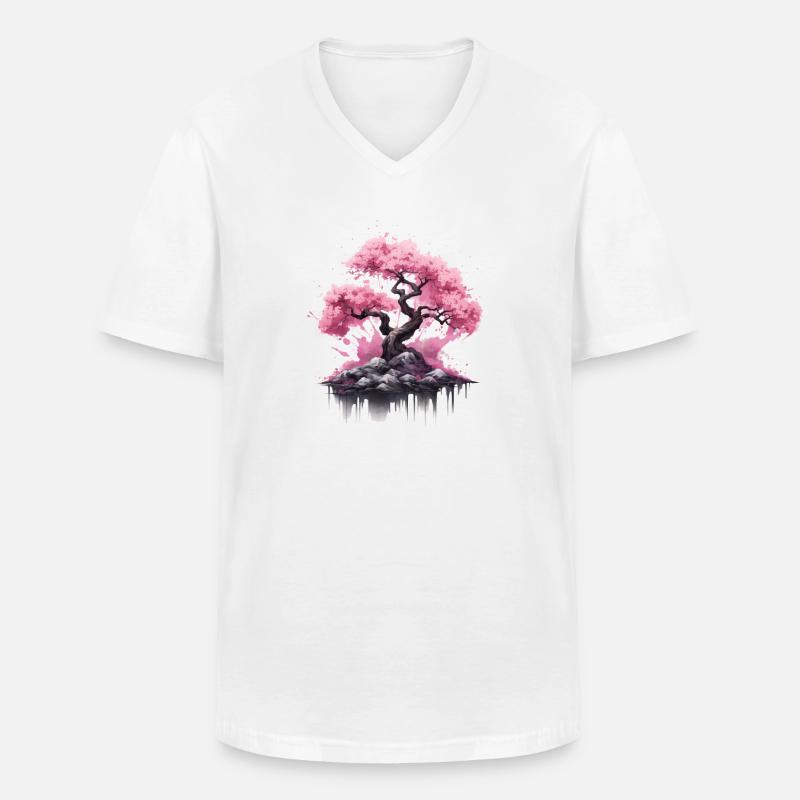 cherry blossom tree Kirschblüte - Männer-T-Shirt mit V-Ausschnitt - Weiß