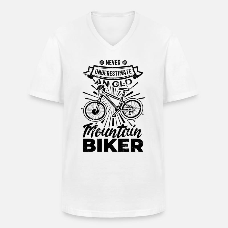 Mountainbiker Opa - MĂ€nner-T-Shirt mit V-Ausschnitt - WeiĂ