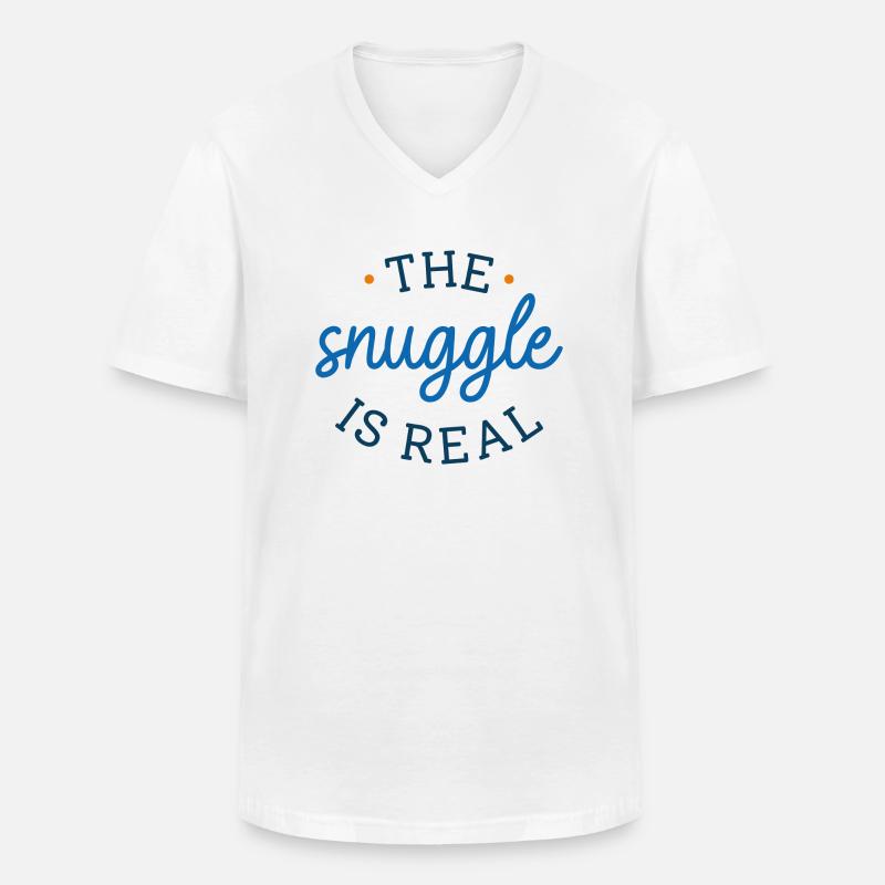 Das Kuscheln ist echt - Männer-T-Shirt mit V-Ausschnitt - Weiß