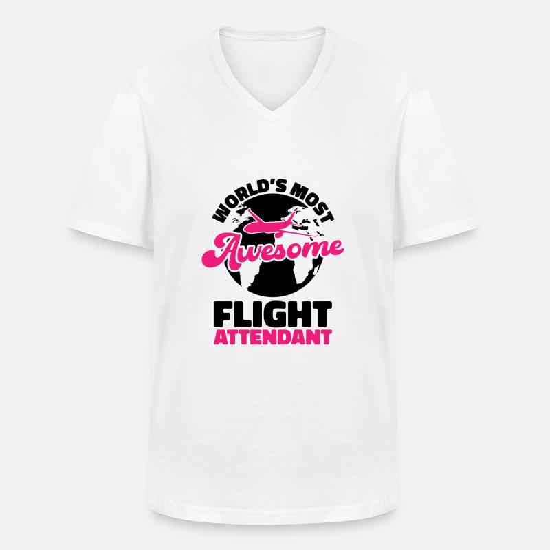 Stewardess flugbegleiterin Flugbegleiter Geschenk - Männer-T-Shirt mit V-Ausschnitt - Weiß