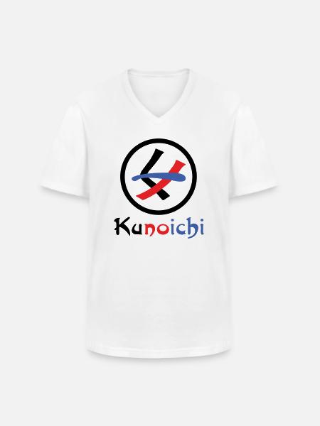 Female Ninja Kunoichi くノ一 - Men's V-Neck T-Shirt - white