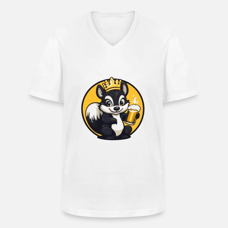 Stinktier Bier Comic - Männer-T-Shirt mit V-Ausschnitt - Weiß