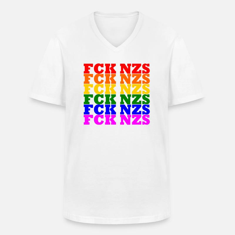 Fck nzs - Männer-T-Shirt mit V-Ausschnitt - Weiß
