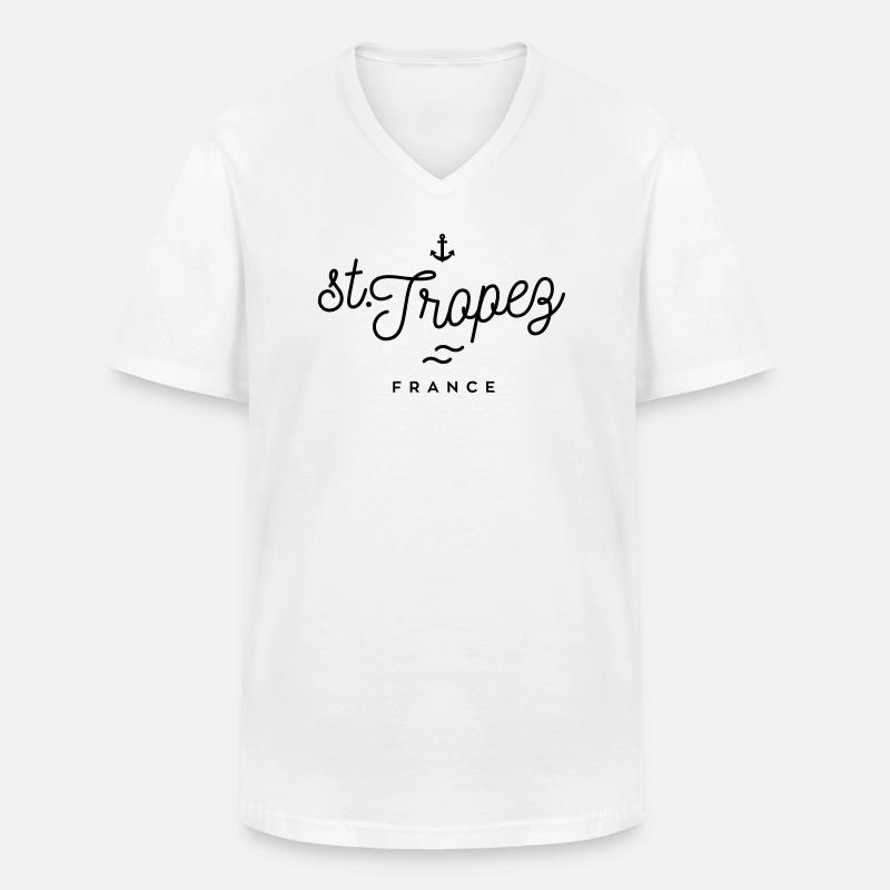 Saint-Tropez - Frankreich - Männer-T-Shirt mit V-Ausschnitt - Weiß